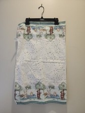 VTG 90 s Carters Bunny Puppy Teddy Bear Picnic White Blanket