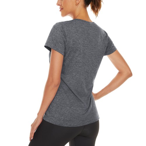 Women's V Neck Workout Shirts Short Sleeve Quick Dry T-Shirts Yoga Athletic Tops - Picture 29 of 61
