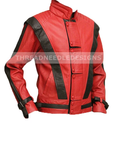 Thriller Michael Jackson Mens Real Leather Biker Jacket Costume - product listing photo
