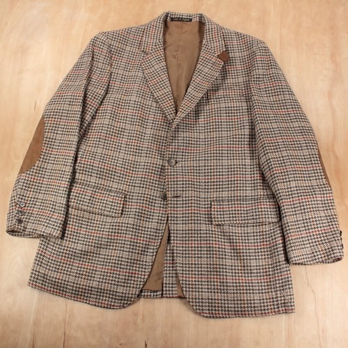 ORVIS plaid houndstooth lambswool sport coat jacket sz 42 vtg made in England