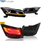 VLAND LED Headlights + Smoked Lens Tail Lights For Honda Accord Sedan 2008-2012