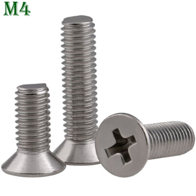 M4 -0.7 304 Stainless Steel Phillips Flat Head Countersunk Screws Machine Screws