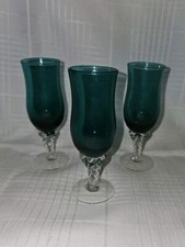 Cobalt Blue Coronation Footed Cordial Glasses Twisted Stem Vintage Set of (3)