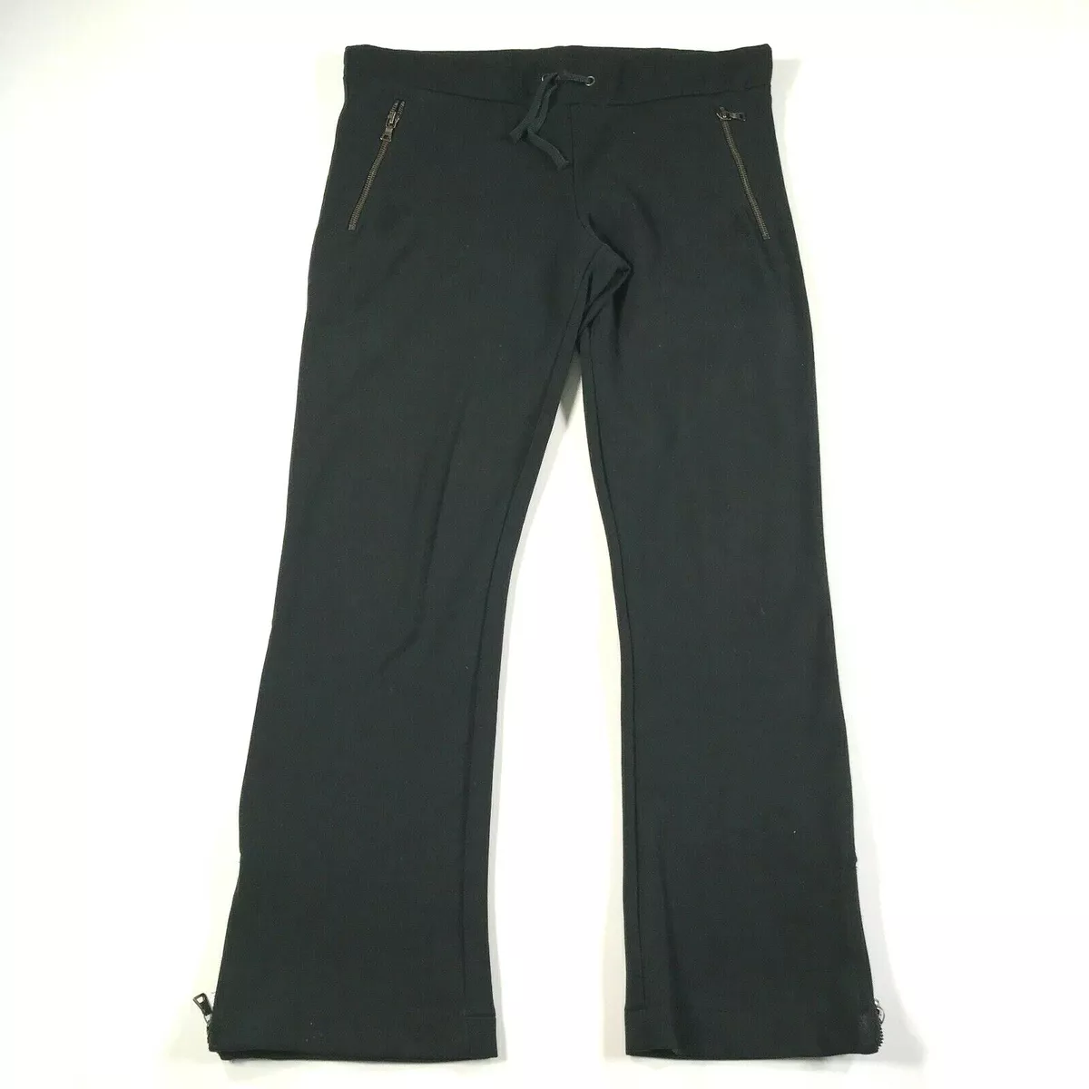 Prada Sweatpants Womens L Black Bootcut Ankle Zip Cotton Blend Pockets Mid  Rise