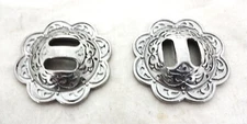 Pair Jeremiah Watt Slotted Conchos Floral Horse Tack Slots Stainless Steel New