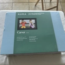 NIB AURA Carver Gravel w Black Mat DIGITAL PICTURE FRAME 10.5"x2.1"x7.3" AF900