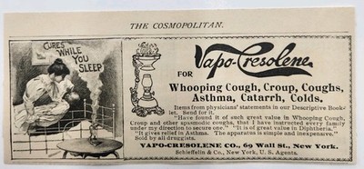 1897 Vapo-Cresolene Co. Whooping Cough Victorian  Original Print Ad New York