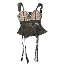 Delicates Romantic Collection Lace Bustier Garter Teddy Lingerie Medium NWT