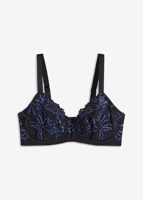 Minimizer-BH mit mehrfarbigem Glitzergarn Gr. 85 Cup D Schwarz Bügel-Bra Neu*
