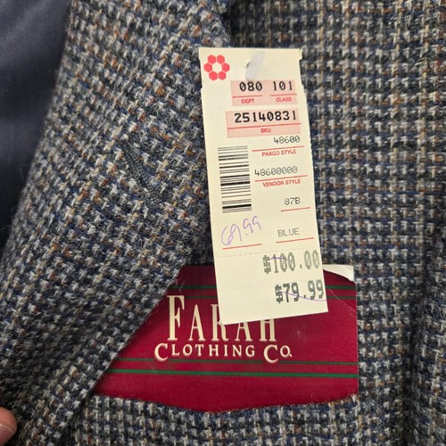 Abrigo Blazer Deportivo Farah Para Hombres 42R Tweed Gris Moteado 100% Lana Traje Chaqueta Nuevo - Imagen 2 de 16