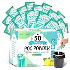 PortablePortable Toilet Gel, Poo Powder for Portable Toilet, 50Pcs-Lemon