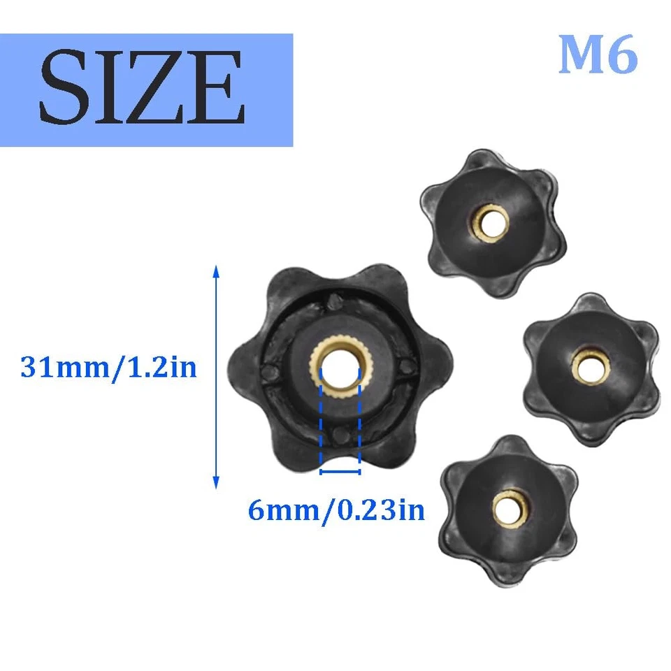 10 Pezzi Manopola Di Serraggio M6 Dado a Stella,Manopole Filettate,Pomello Femmi - Immagine 2 di 4
