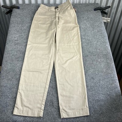 Lee Performance Khaki Pants Women's 6M Cotton Stretch High Rise Wide Leg