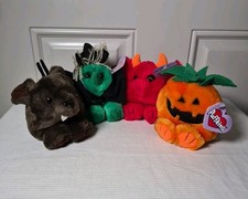 1997 Puffkins Halloween Lot of 4 Plush Toys With Tags- Ding, Hazel, Red  Gourdy