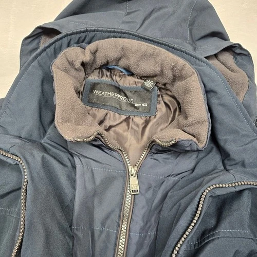Weatherproof Bib Hooded Jacket Mens Large Blue Full Zip Coat Lined image 4
