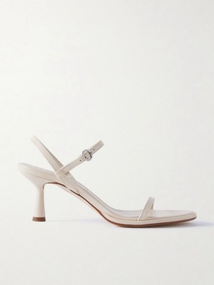 Aeyde Ivory Leather Strappy Cone Heel Sandals Size 38 NWOB