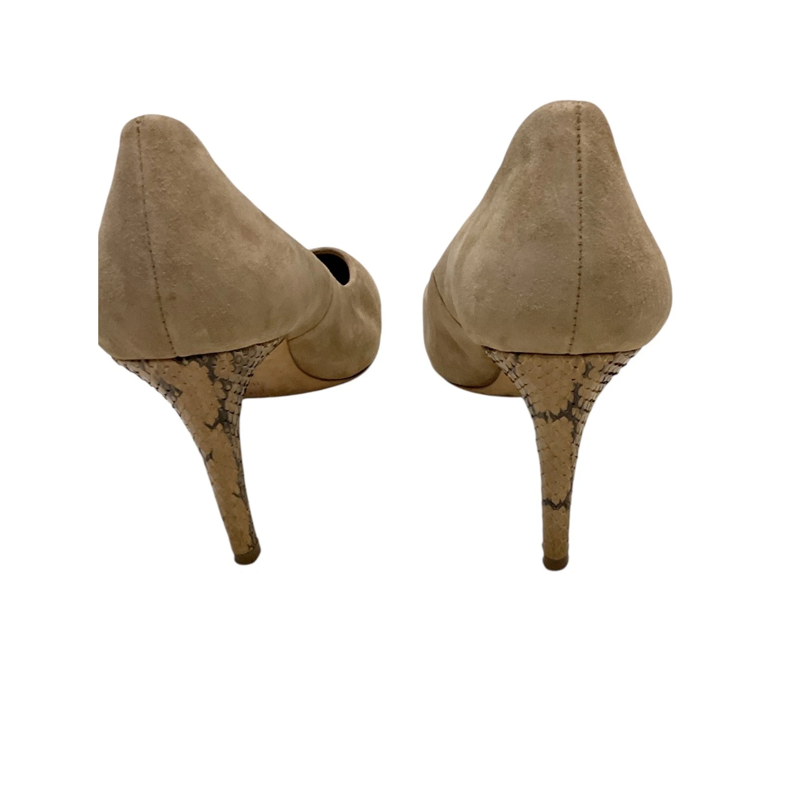 Scarpe decolte scamosciate tacco pelle di serpente classiche festa carriera Tory Burch 8 5