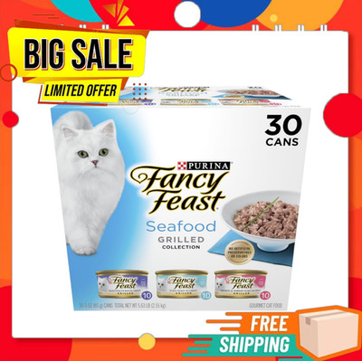 Purina Fancy Feast Grilled Food, Wet Cat Food, Seafood, 3 oz Cans