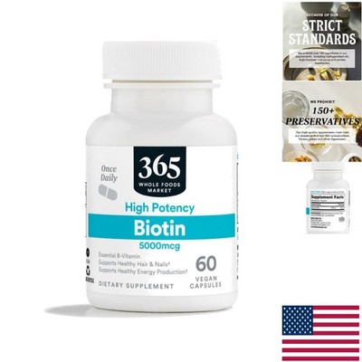 High-Potency Biotin 5000mcg Capsules - 60  Count for Optimal Health