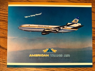 VINTAGE AMERICAN TRANS AIR WE'RE GOING PLACES AIRPLANE IN FLIGHT  1980's