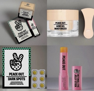 PEACE OUT Skincare SET - Acne Gel Moisturizer, Retinol Eye Stick, Dark Spot Dots