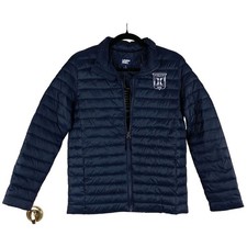 Lands' End ThermoPlume Puffer Jacket Navy Blue Boys XL Large Horizon Prep Logo 