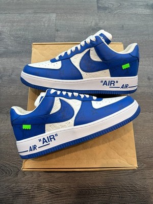 Louis Vuitton Air Force 1 Low By Virgil Abloh White Royal Blue Size 9 New