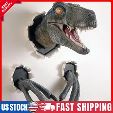 3D Wall Mount Dinosaur Bust Sculpture Wall Broken Bursting Hanging Velociraptor