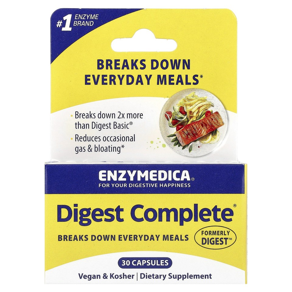 Enzymedica Digest Complete Enzyme Formula 30 Capsules Casein-Free, Dairy-Free,