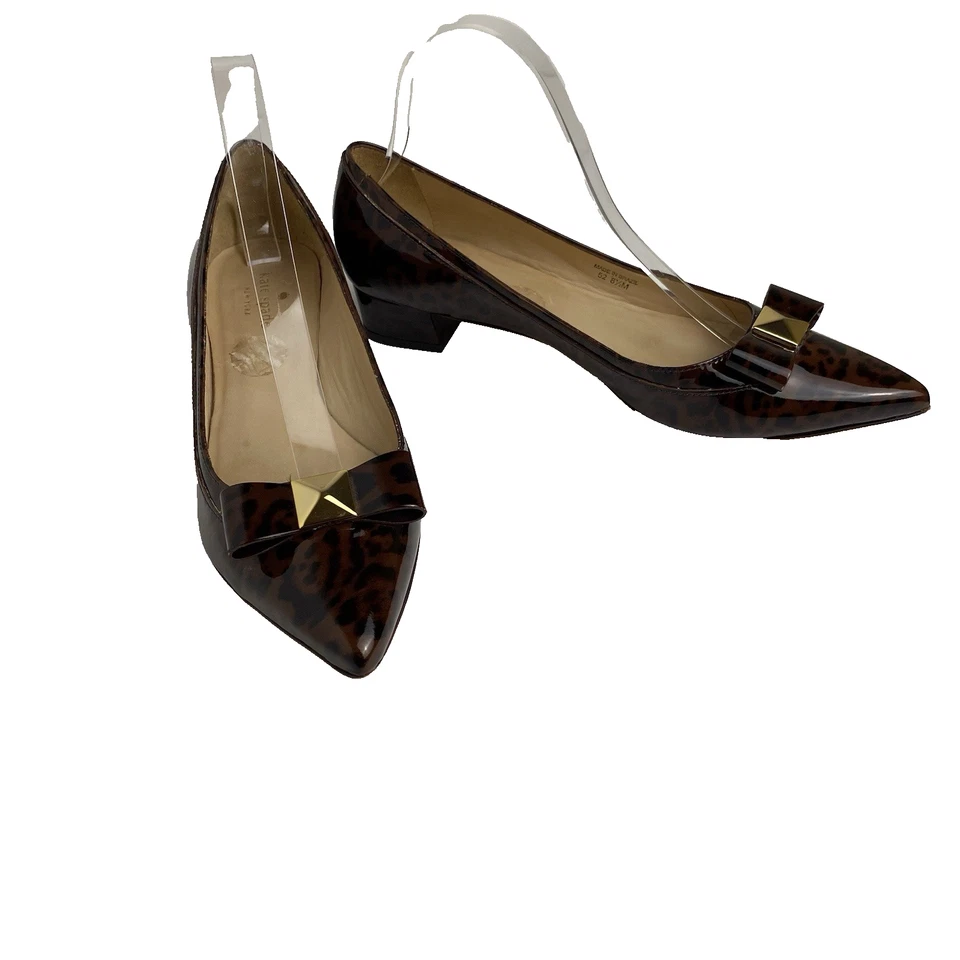 Kate Spade Charol Pisos Mujer Talla 8.5 M Marrón Estampado Animal Arco Brasil Foto 3 de 4