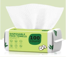 Disposable Face Towels 100 Count, Biodegradable Ultra Soft & Thick Facial Towels