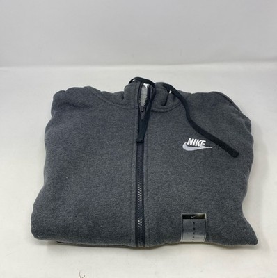 nike grey club fleece zip through hoodie