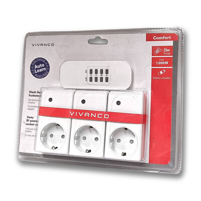 Vivanco FSS 31000WAL 3-fach Funksteckerset 3 x Funkstecker Lampen Geräte