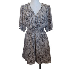 BB Dakota Steve Madden Dress Leopard Print Chiffon Layer Lined Womens Medium