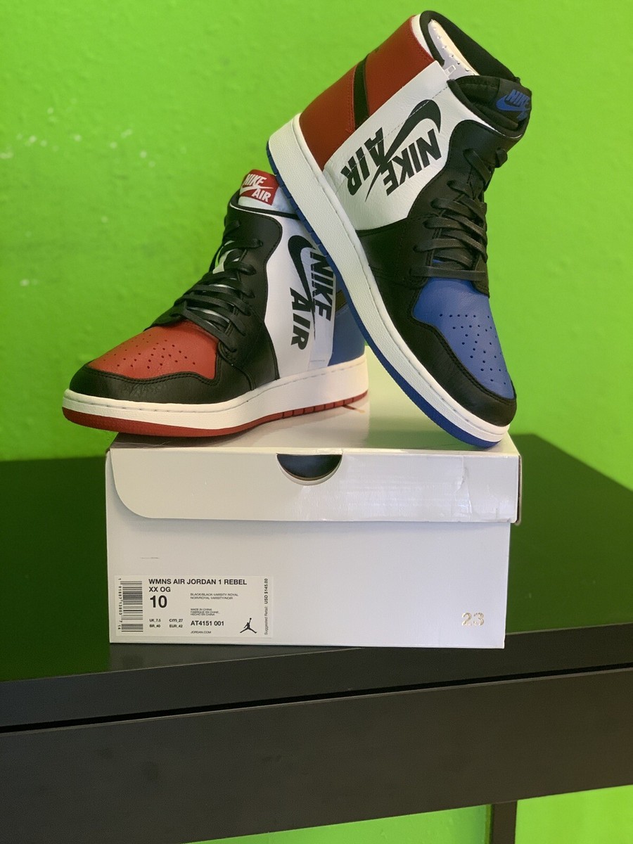 NIKE AIR JORDAN 1 REBEL XX OG TOP 3 WOMENS 10 RED BLACK