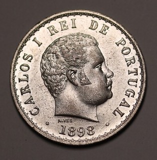 1898 Portugal Silver 500 Réis Charles I KM# 535 aUnc Cartwheel Lustre