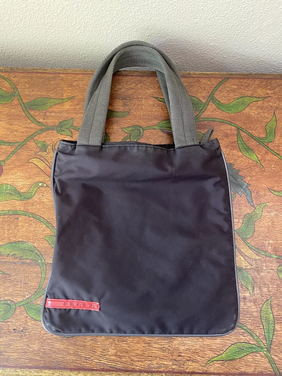 PRADA SPORT Small Dark GRAY NYLON FLAT TOTE Art#: 4VA071 Authentic! Vintage EUC!