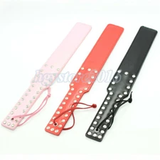 PU Leather Paddle Spanking Slapper Long Binding Flogger Flirting Whip