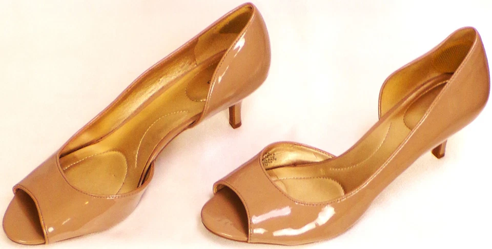 Zapatos de salón BANDOLINO 11M nude-taupe imitación-patente-cuero tacón medio abierto-punta d'Orsay Foto 2 de 4