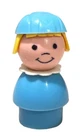 Vintage Fisher Price Little People Blonde Girl W/Lt Blue Dress & Hat Plastic