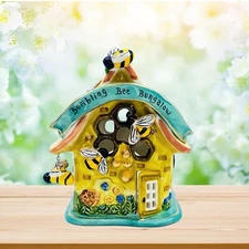 Blue Sky Clayworks: Heather Goldminc, Ceramic Bumbling Bee Bungalow Candle House