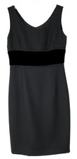 DOLCE & GABBANA D&G Black Wool Velvet Chiffon Banded Waist Sheath Dress 46 = 10