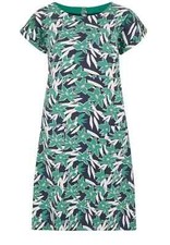 WEIRD FISH LADIES GREEN LEAF PRINT POCKET TUNIC DRESS SIZE 10 NEW (ref 639) SALE