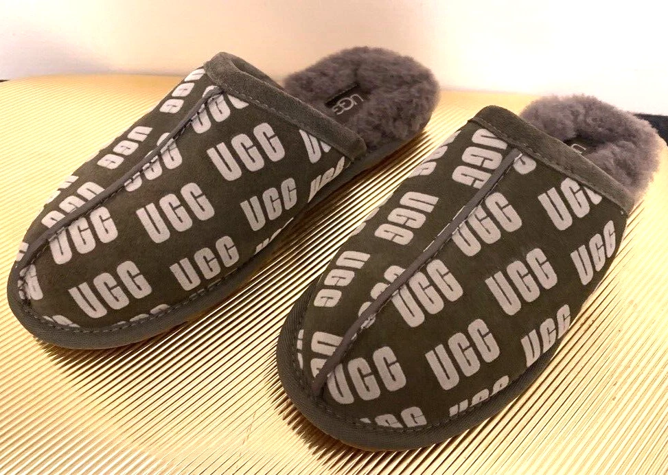 UGG PANTOFOLA SLIP ON DONNA MONOGRAM OLIVA BRUCIATA US 7