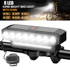 LED Fahrradlichter Mit Hupe Fahrrad Scheinwerfer USB Wiederaufladbar Lenkerlampe