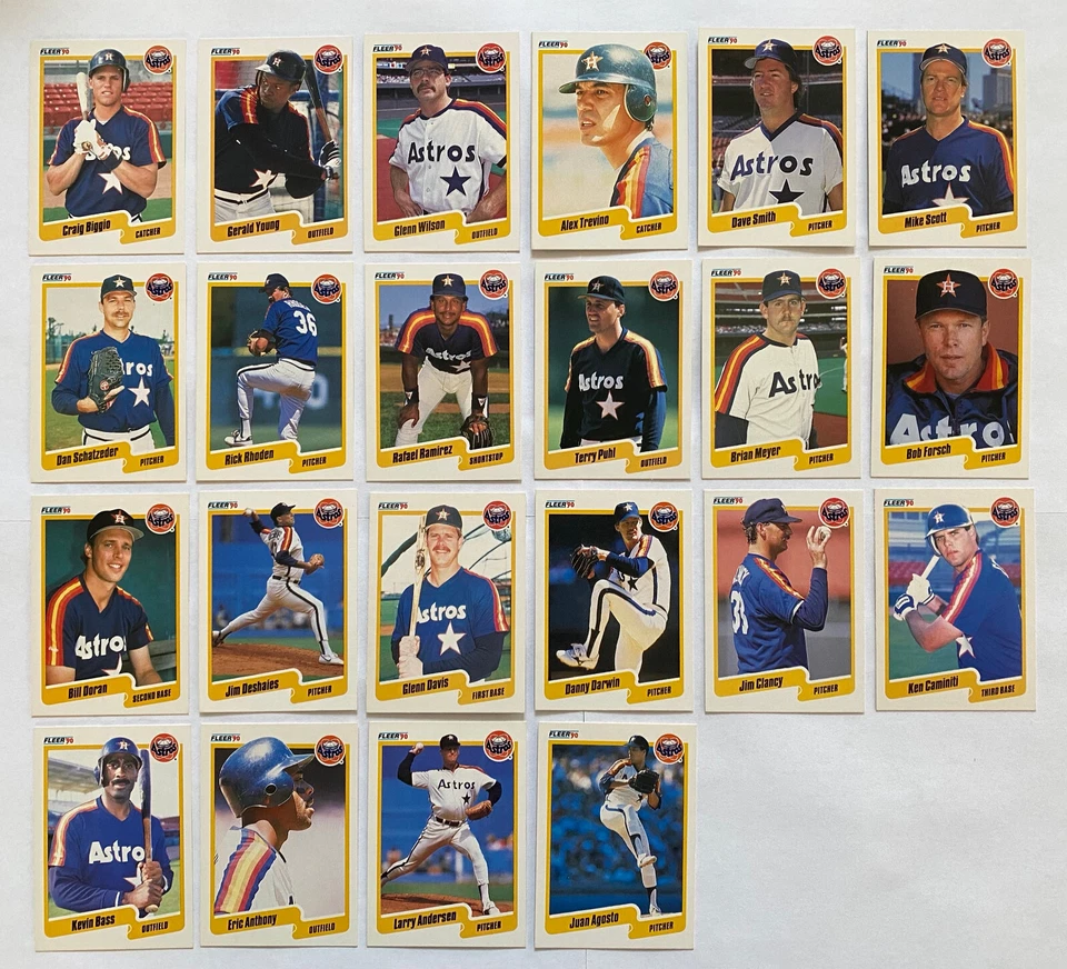 休斯顿太空人队 1988 年、1989 年、1990 年、1992 年 Fleer 球队套装 (5 套) — 第 4/4 张图片