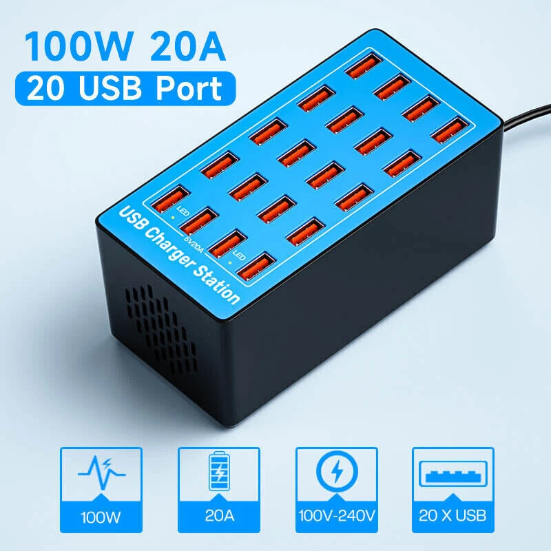 60-Port 300W Fast USB Hub Charger for Phones and Devices