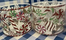 2-Bath & Body Works Candy Cane 3 Wick Candle Holders Christmas Silver