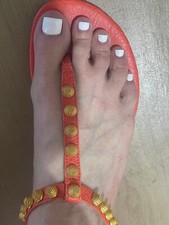 BALENCIAGA LEATHER GOLD STUD T-STRAP FLAT SANDALS 38 EXCELLENT CONDITION 