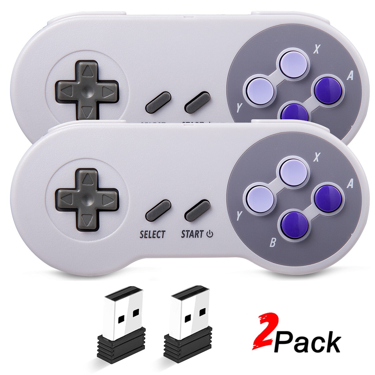 2Pack 2.4G Wireless USB SNES Controller Gamepad Joystick For PC